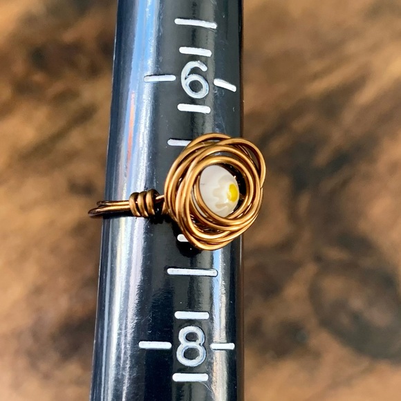 Handcrafted Millefiori Glass & Rose Wire Worked Ring - Picture 6 of 7